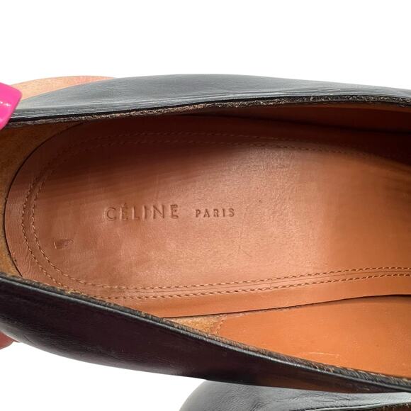 Celine Paris Womens 38.5 US 8 Leather Slip On Heels Green Blue Pointed Toe Italy - Picture 6 of 14